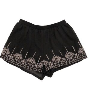 Entro Black & Ivory Aztec print lined short, Elastic Waistband, Sz Medium
